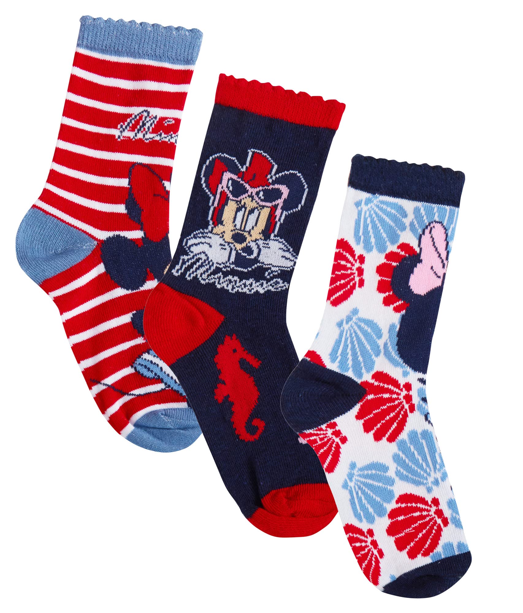 Minnie Mouse Socks Red EU 31-34 (Pack of 3)