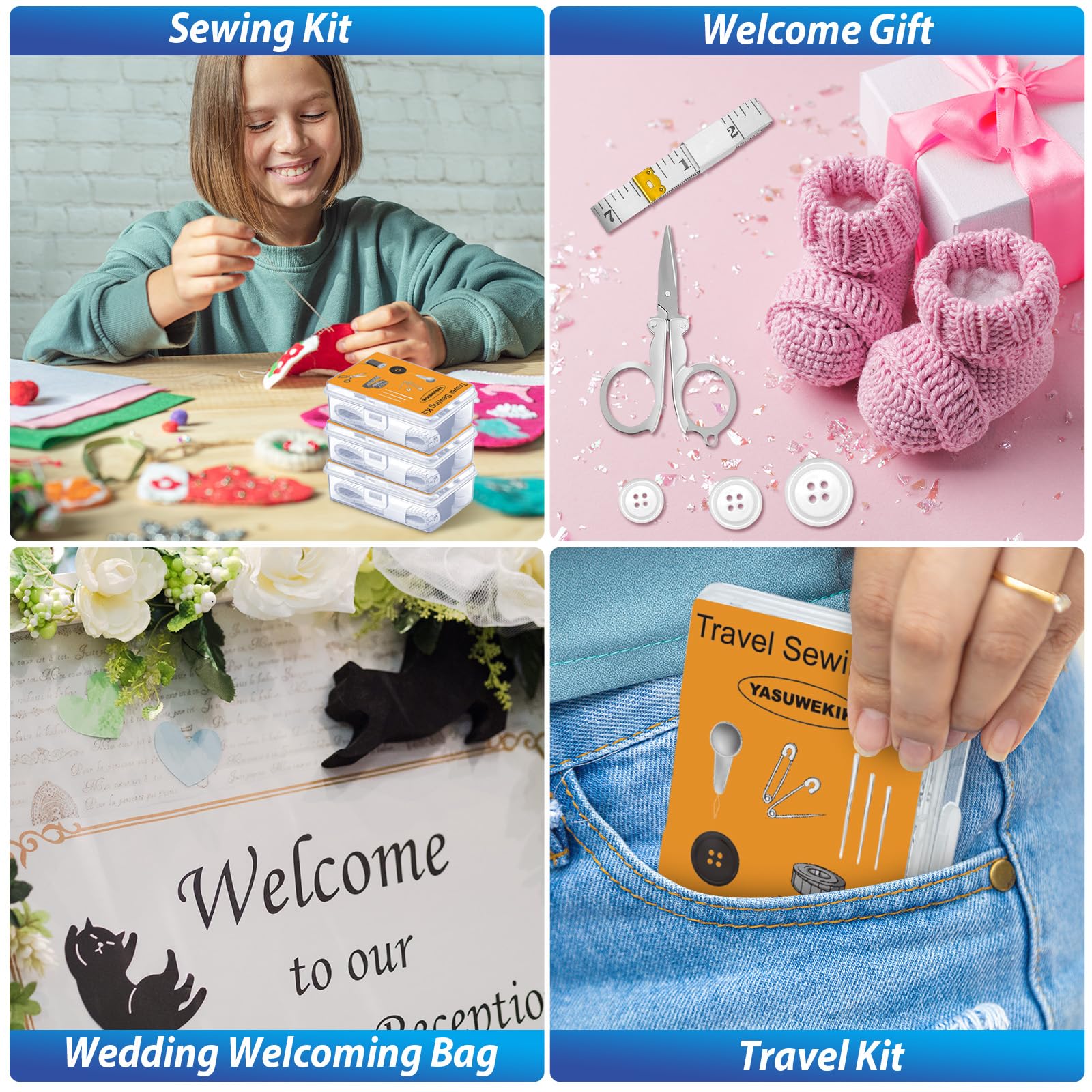 yasuwekik 24 piezas mini kits de costura de viaje para niños, artículos a granel, supervivencia al aire libre, kits de costura militar con estuche para operación de boda, caja de zapatos de Navidad,