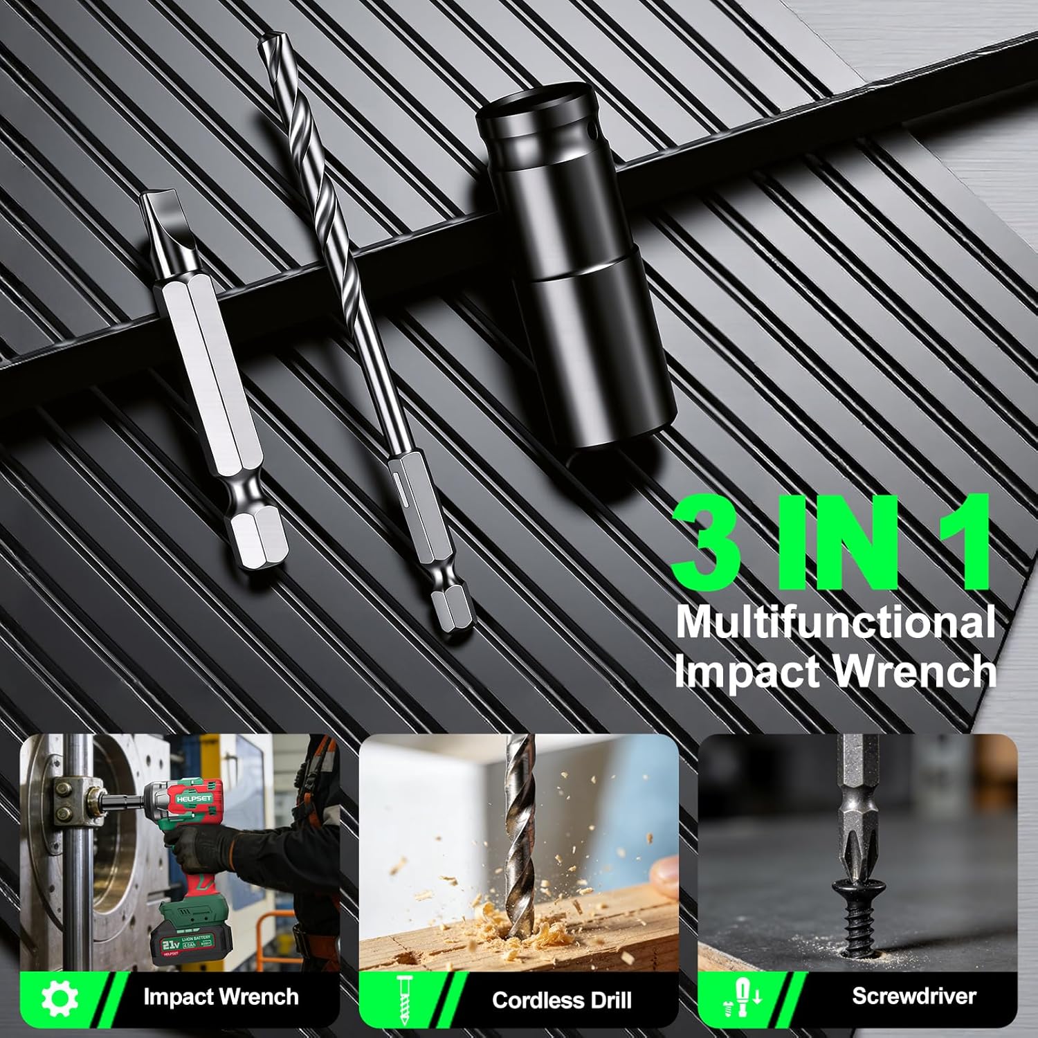 Cordless Impact Wrench 1/2", 650Nm (480Ft.lb) Brushless Impact Gun with 2x4.0Ah Batteries and Fast Charger, Electric Impact Driver for Car/Lawn Mower, 6 Sockets & Toolbox