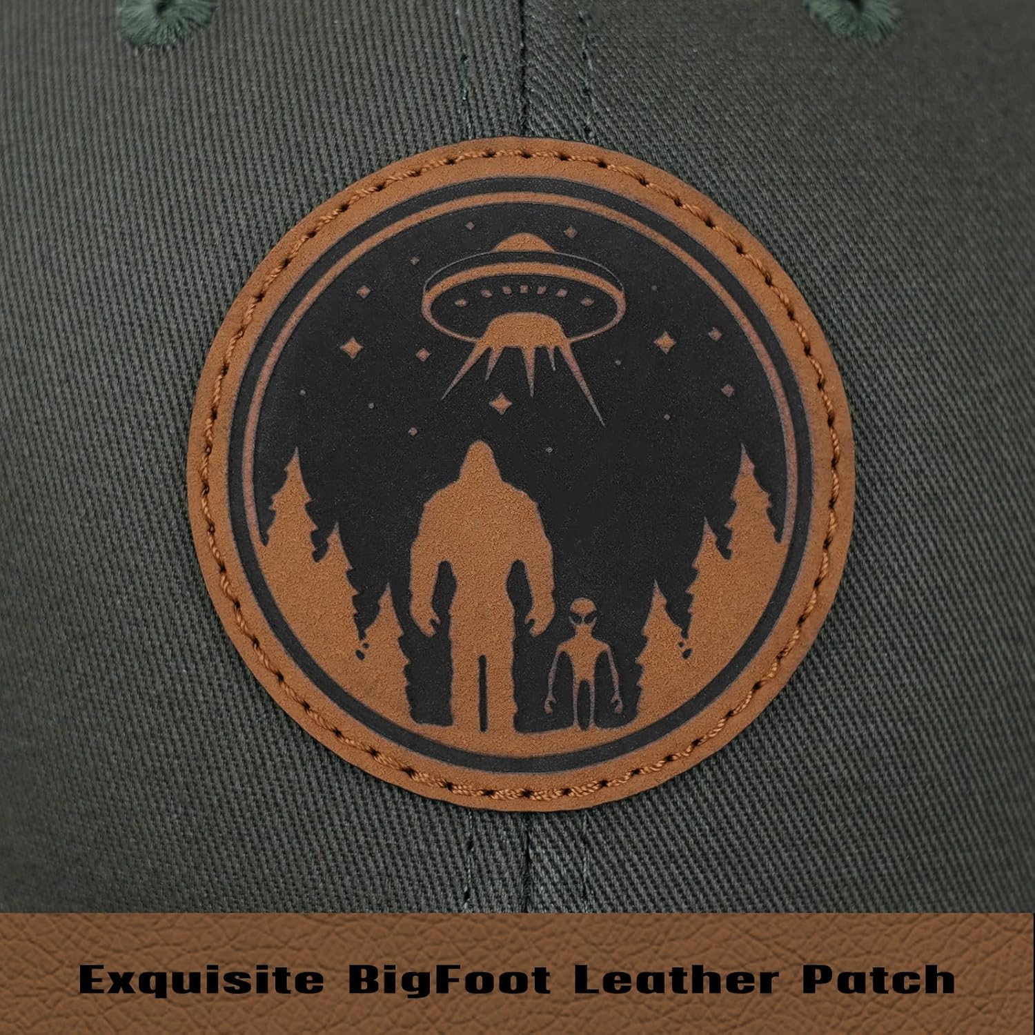 Bigfoot Sasquatch Gifts, Snapback Trucker Hats Cap Leather Patch Big Foot Gifts for Dad Men Bigfoot Lovers - Image 3