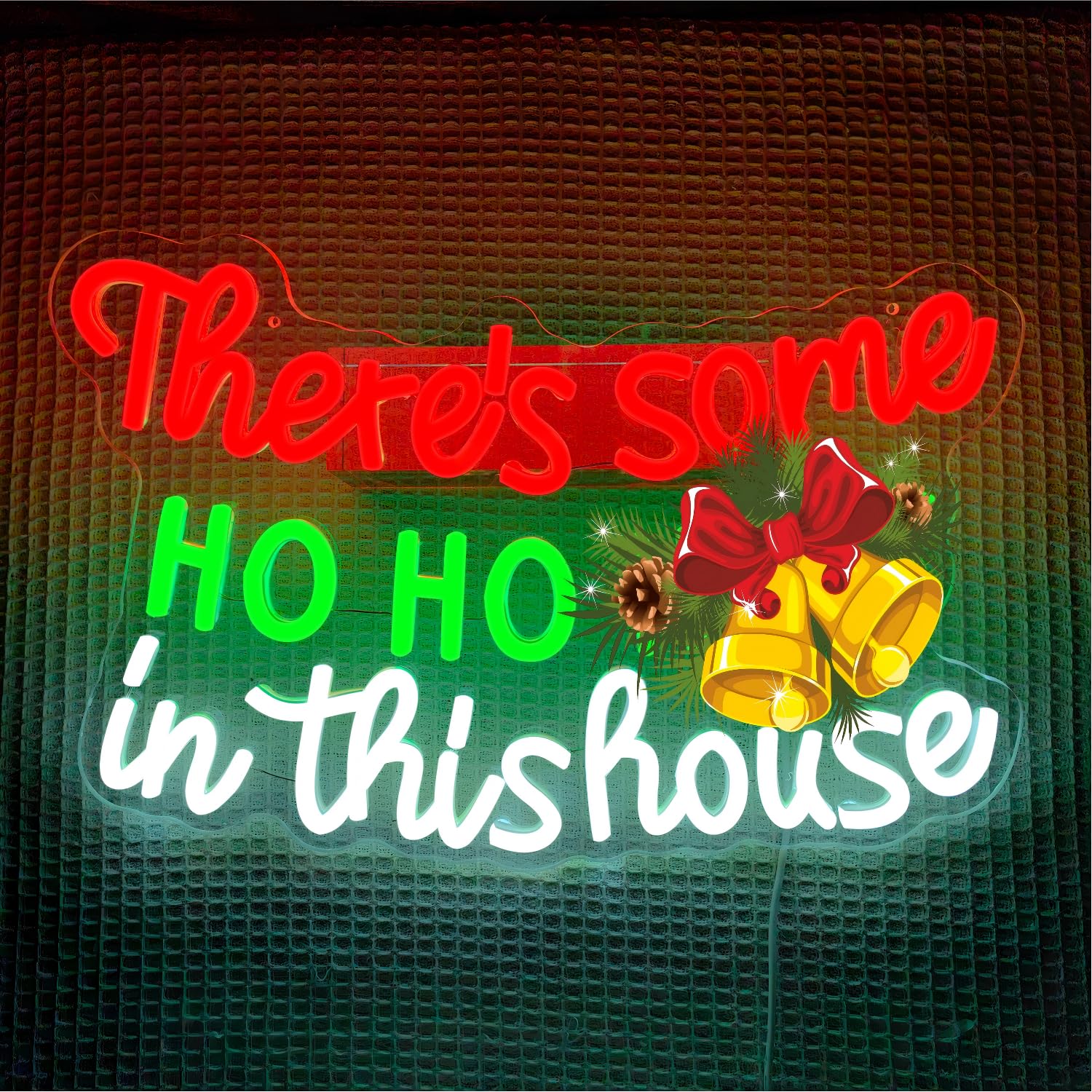 Letrero de neón de Navidad Ho, letrero LED de Navidad regulable con texto en inglés "There's Some Ho Ho Hos In This House", letrero de neón iluminado para regalo de Navidad, dormitorio, sala de estar