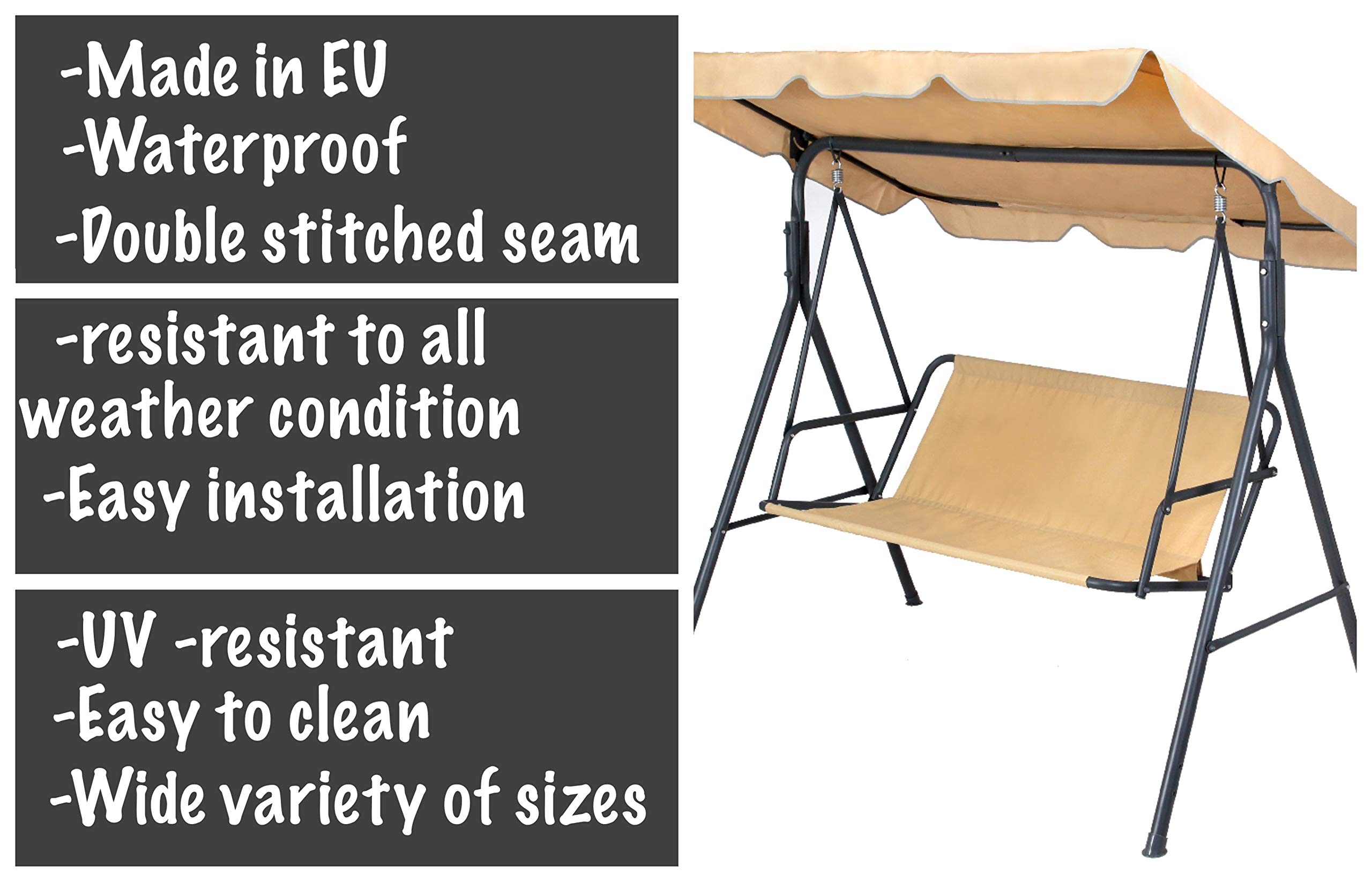 Copriseduta di ricambio per dondolo da giardino, copertura per mobili da giardino, per esterni (148 x 52 x 52 cm, beige)