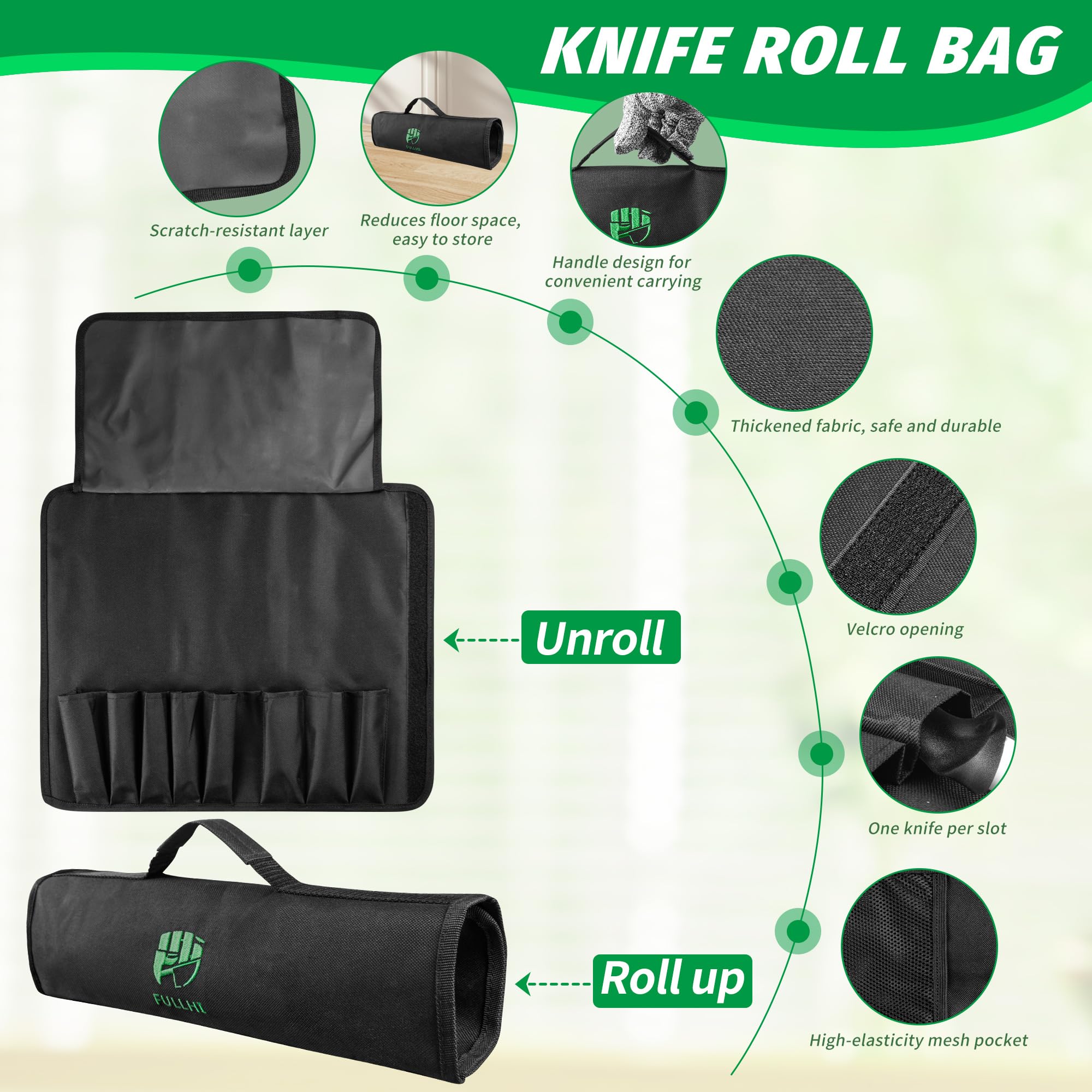 FULLHI 11PCS Juego de Cuchillos de Carnicero, Cuchillo deshuesador antideslizante Juego de Cuchillos de Chef de Acero Inoxidable, Procesamiento de Carne para Cocina Casera, Matadero y Restaurante