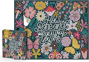 Puzzles for Adults 500 Piece (Tight Fit Perfect for Framing) - Rare & Beautiful by Puzzle Crush - Unique 500 Piece Jigsaw Puzzle for Families, Kids and Couples - Modern Hand Lettering & Calligraphy