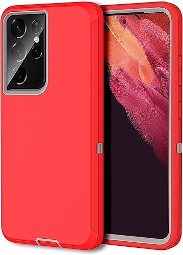 MXX Funda compatible con Galaxy S21 Ultra, 3 capas súper resistente, protección contra golpes, a prueba de polvo, diseñada para Samsung Galaxy S21