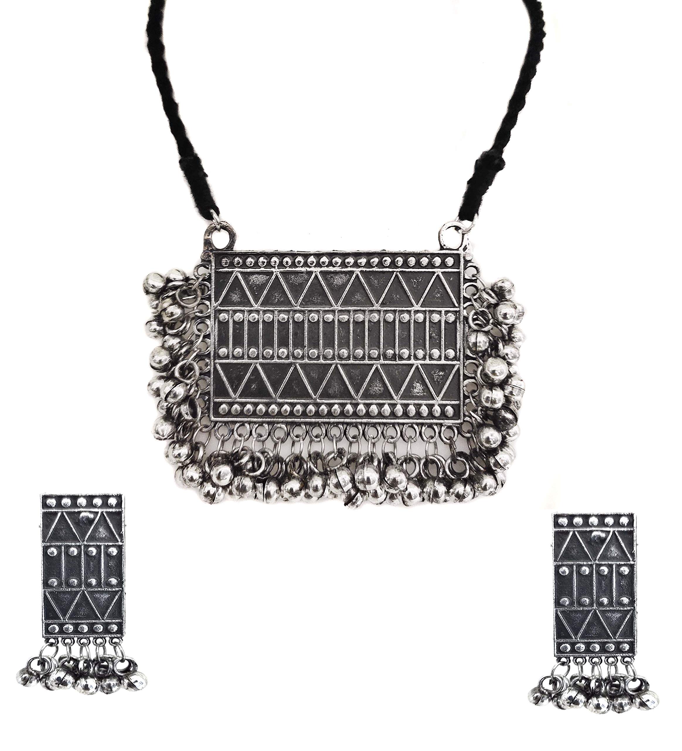 Total Fashion Latest Stylish Boho Trible Silver Oxidised Choker Necklace Jewellery Set Women for Girls (B08X3LJWQQ) Amazon Price History, Amazon Price Tracker