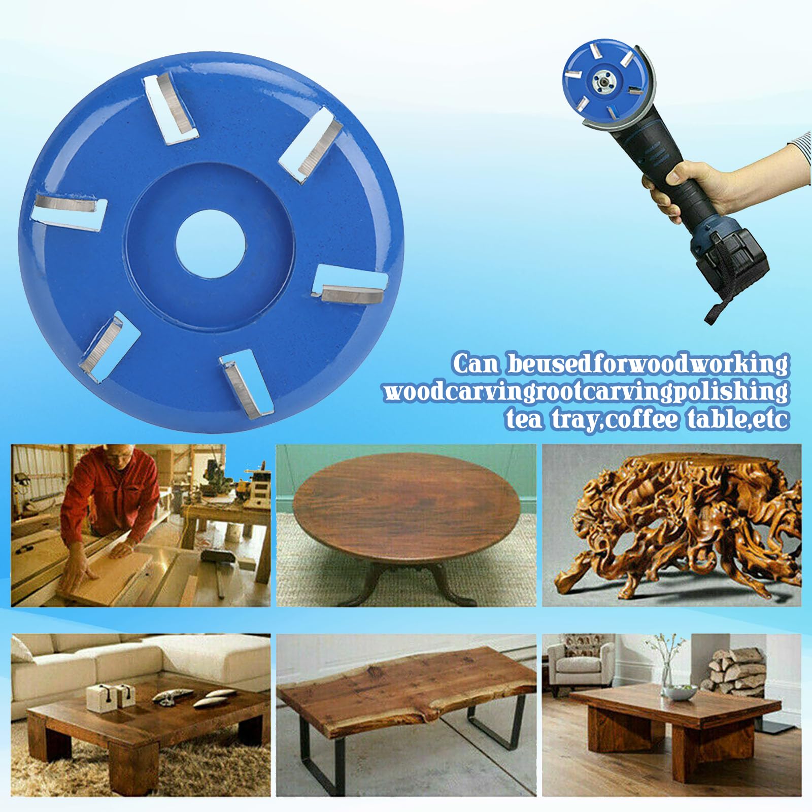 Majatou Stump Remover Meuleuse d'angle Disque de Sculpture Sur Bois en Acier 6 Dents Flowil Out de Travail du Bois Meuleuse d'angle Accessoires Lame 'Arc (Lame d'arc)