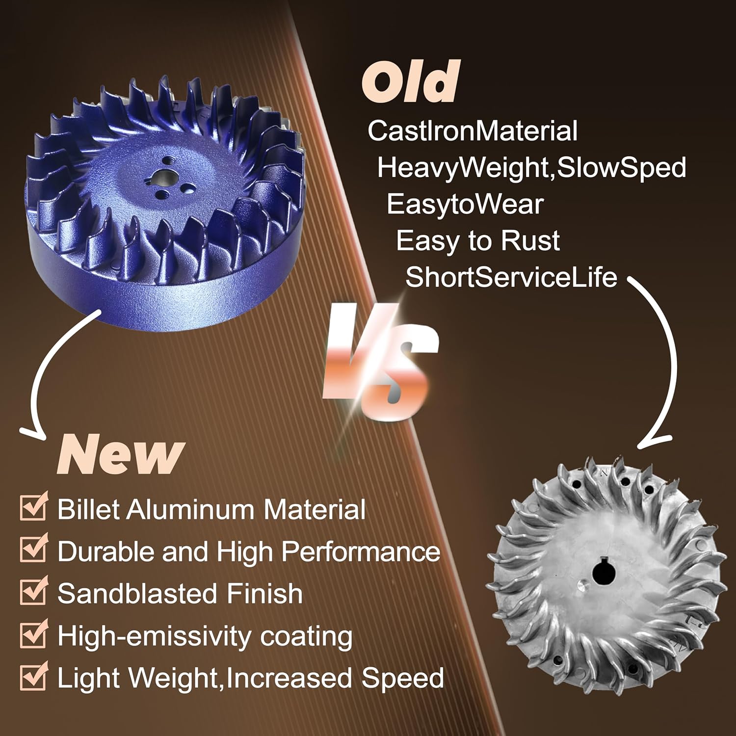 Aluminum Flywheel 10 Krpm For Predator Nonhemi 212cc 196cc 224cc Engine For Honda GX160 Gx200 69730 69736 For Coleman CT200U BT200X Mini Bike Performance Parts(Blue)