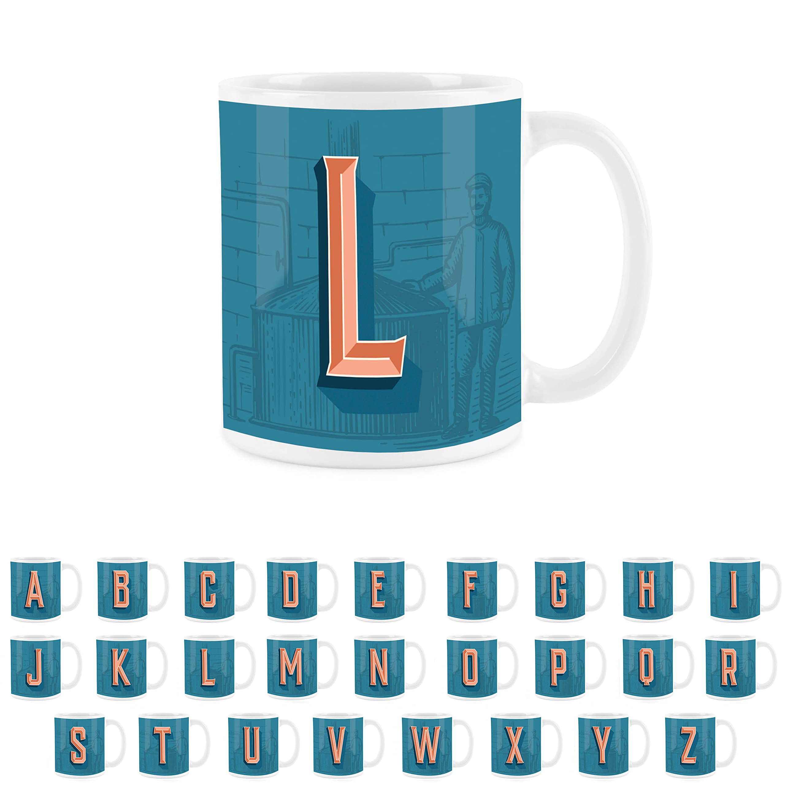 Purely Home Brewery Alphabet Letter L Mug - White Coffee Tea Present Personalised Initial Gift