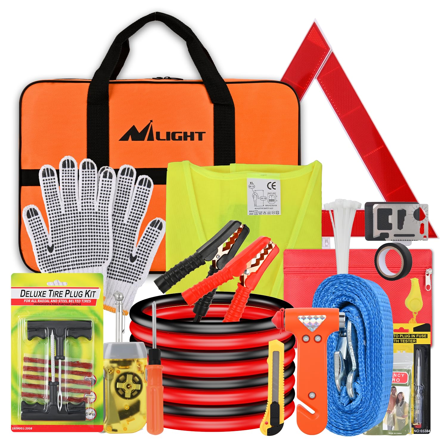 Nilight Kit de emergência para carro com cabo jumper compressor de ar ferramentas
