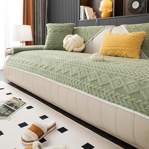 Miniatura 10 de Funda cálida de felpa jacquard geométrica para sofá, funda suave y divertida para sofá, funda antideslizante para sofá seccional, protector de Gris