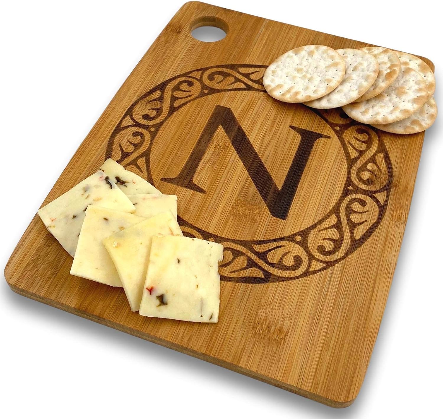 Custom Catch Personalized Cutting Board - Custom Bamboo Gift - Letter N