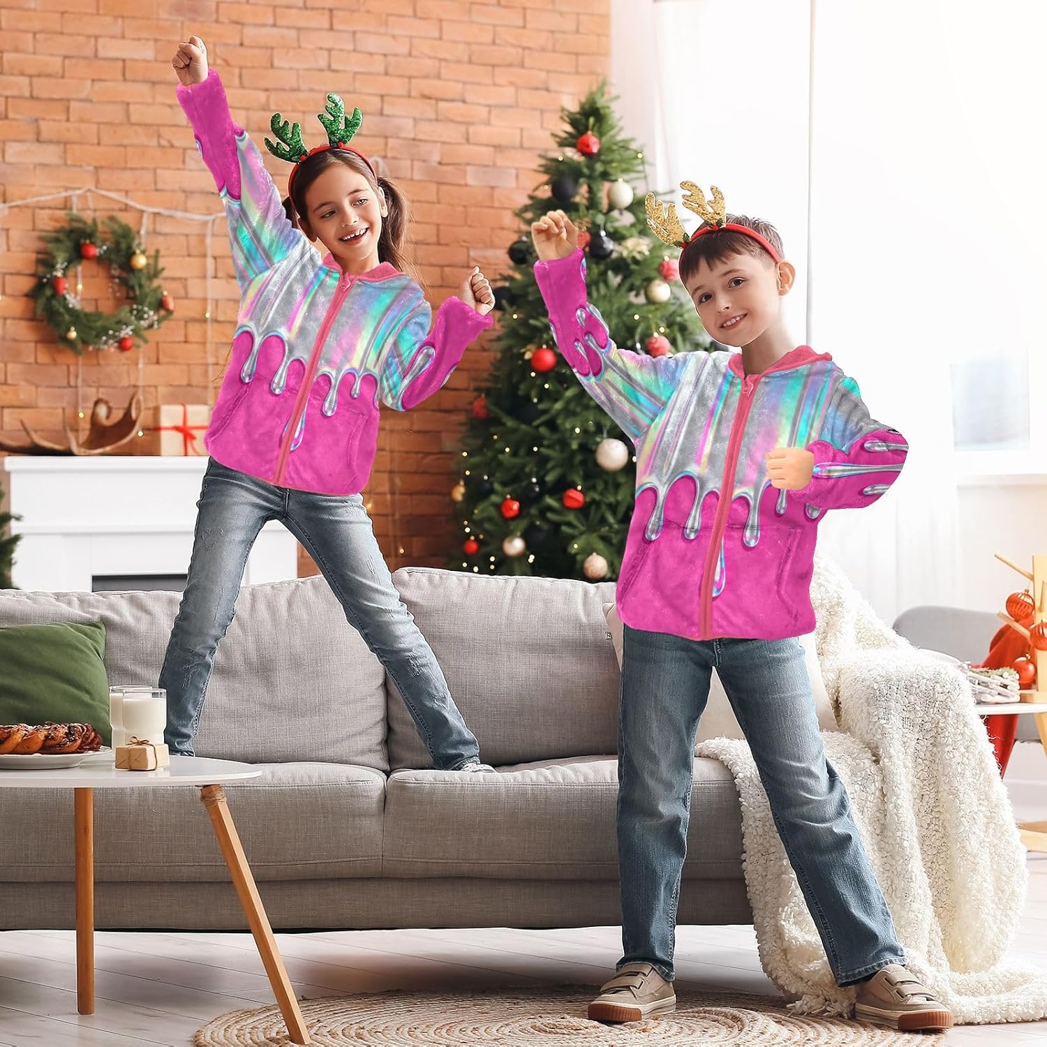 GuoChe Holographic Silver Toddler Fleece Zip Up Winter Coat Toddler