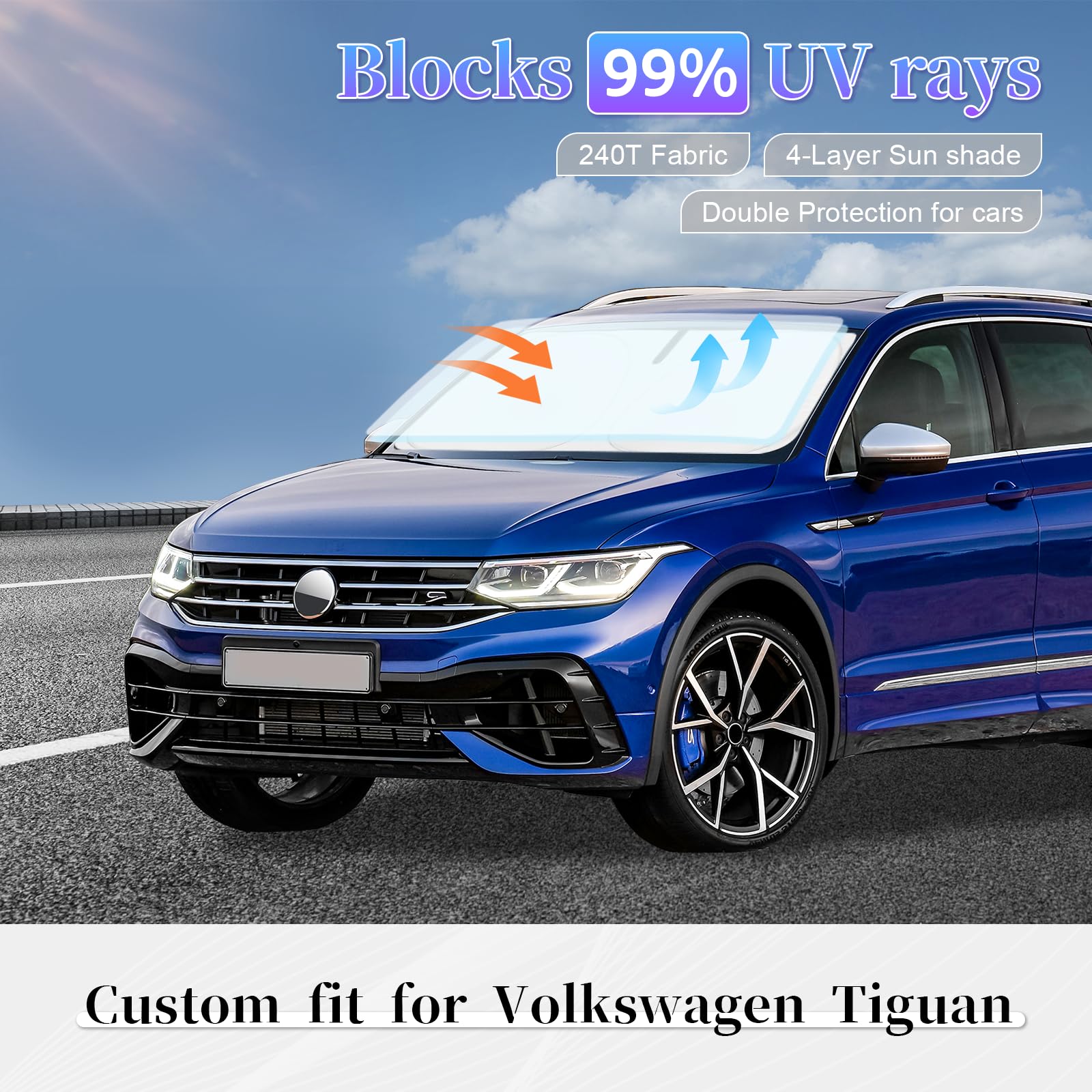 VW Tiguan サンブラインドセット一式 Amazon.com: Fit for Volkswagen Tiguan 2018-2025 Windshield