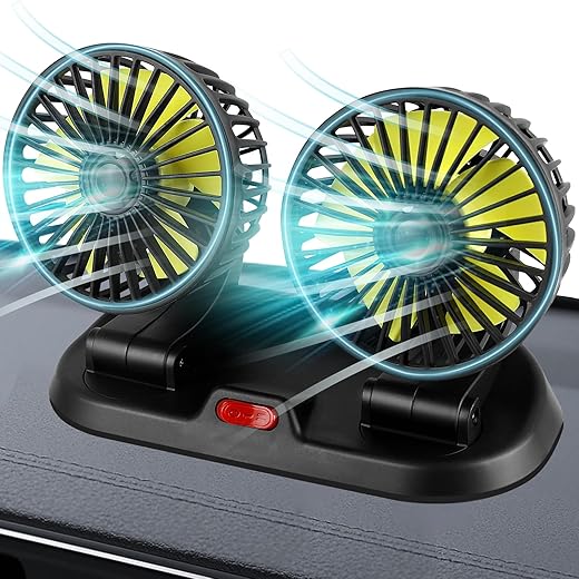 Car Fan, Portable Car Fans that Blow Cold Air Multi-angle Telescopic Rotation Suitable for Car Seat Accessories 12V, Black (black)