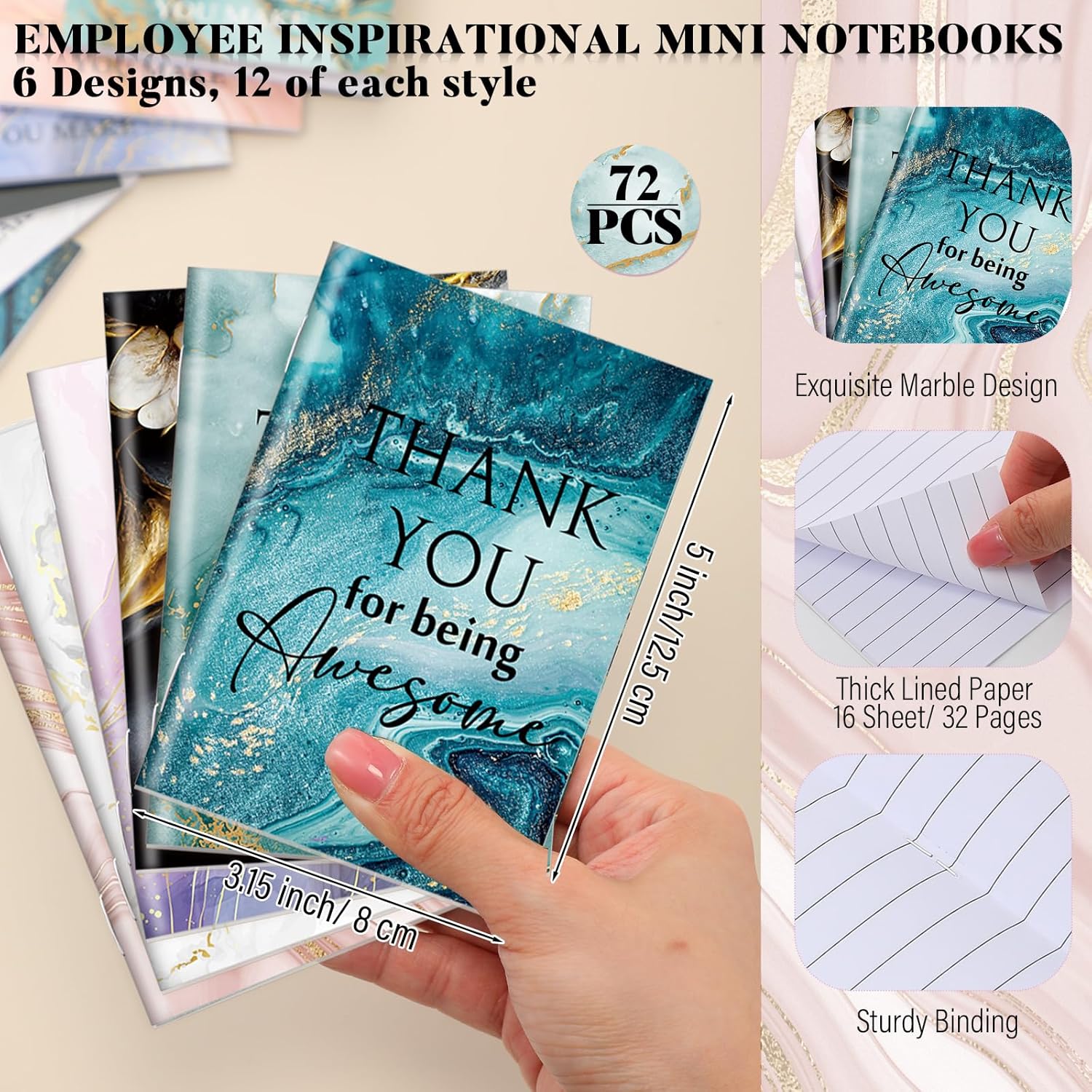 Kosiz 144 Pcs Employee Appreciation Gift Bulk Inspirational Journal Notebooks and Pen Set Motivational Notebooks Thank You Pens Administrative Professional Gift for Staff Volunteer Teacher Nurse Team