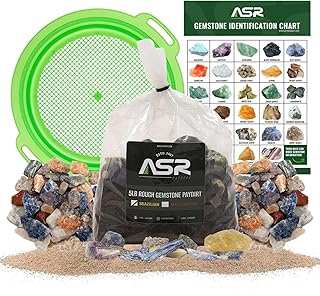 ASR Outdoor 5lb Rough Gemstone Mining Kit Geology Paydirt Classifier and ID Chart (Brazilian)