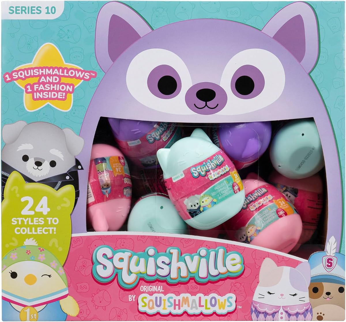 Squishville Series 10 Mystery Mini 24Pack Jazwares Bulk Plush | Soft Squishy Collectible Blind Little Figure Capsules Stuffed Animal Toy Gift for Kids, Boys & Girls