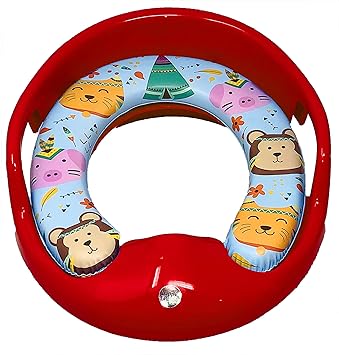 Potty Training Seat for Boys and Girls With Handles, Fits Round & Oval Toilets (Red)