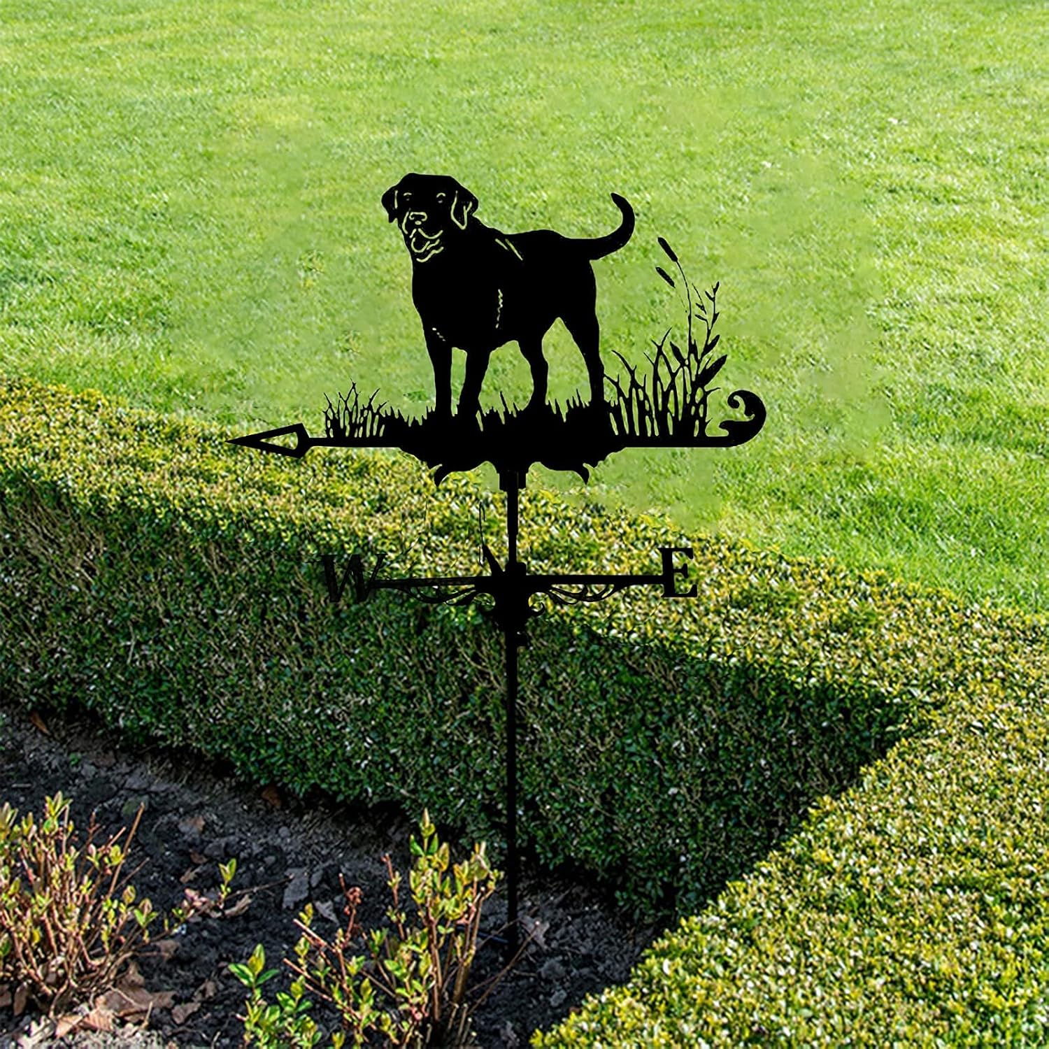 Weather Vane Dog Weathervane with Dachshund in The Grass Pattern Ornament Metal Weather Vane with Wind Direction Indicator,Outdoor Garden Stake Metal Bracket Weather Vane