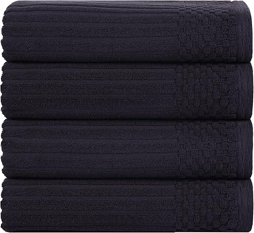 Miniatura 9 de SUPERIOR Juego de 6 toallas de algodón sólido y acanalado, toallas de cara de 13 x 13 pulgadas, toallas de mano de 16 x 28 pulgadas, toallas de baño