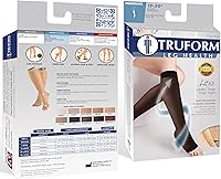 Vista 3 de Truform Medias de compresión pura, 15-20 mmHg, rodilla de mujer longitud alta, dedo del pie abierto, 20 denier, desnudo, pequeño