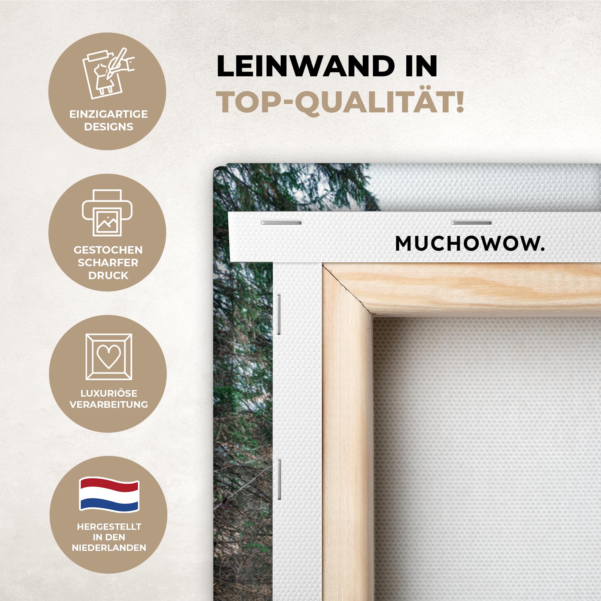 MuchoWow Bilder 90x60 cm Leinwand Kunstdruck Wandbild Natur Bäume Berge See Wohnzimmer Deko