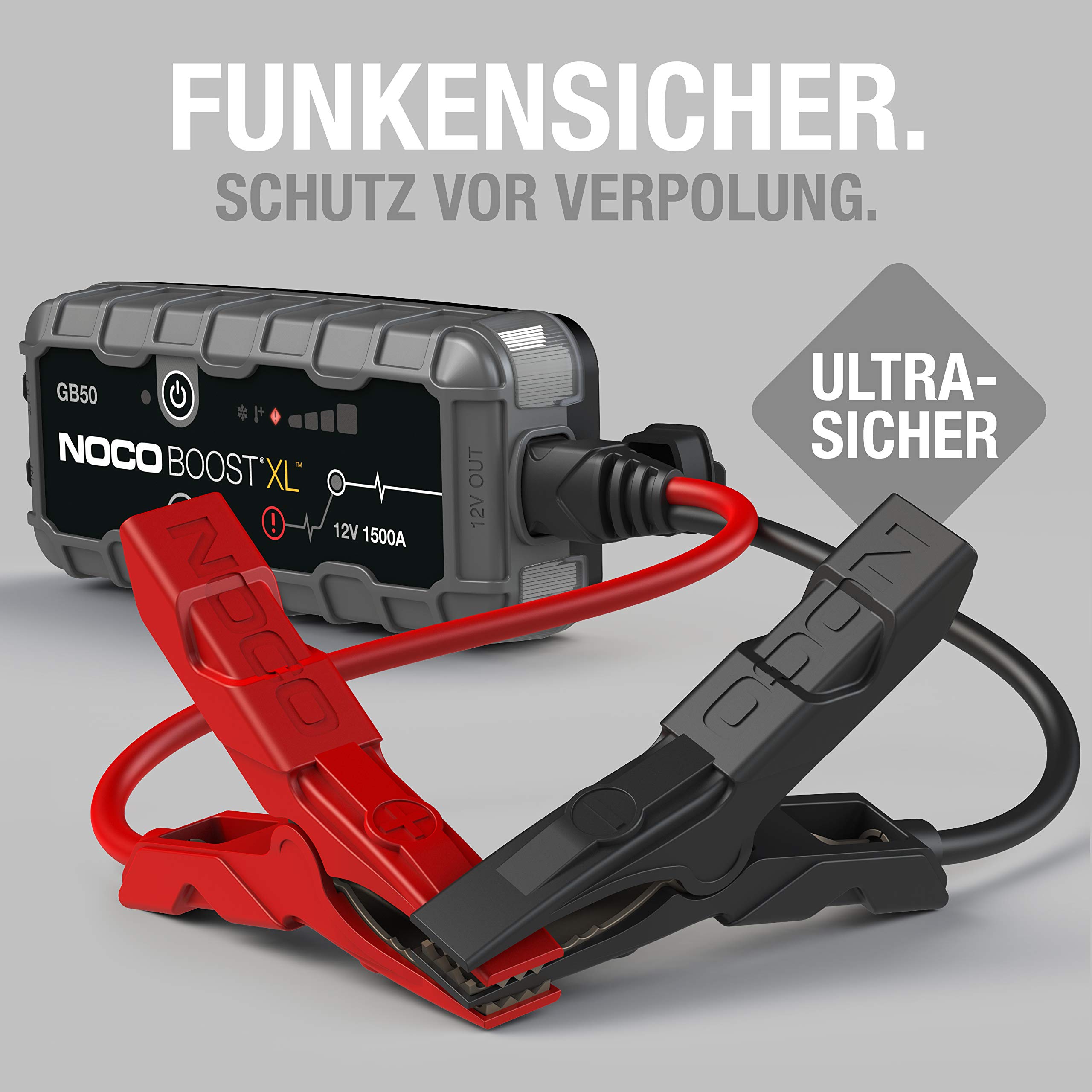 NOCO Boost XL GB50 1500A 12V UltraSafe Starthilfe Powerbank & GC040 Universelle Eva-Schutzhülle für GENIUS1, GENIUS2, GENIUS5 und GENIUS10 Smart-Batterieladegeräte.