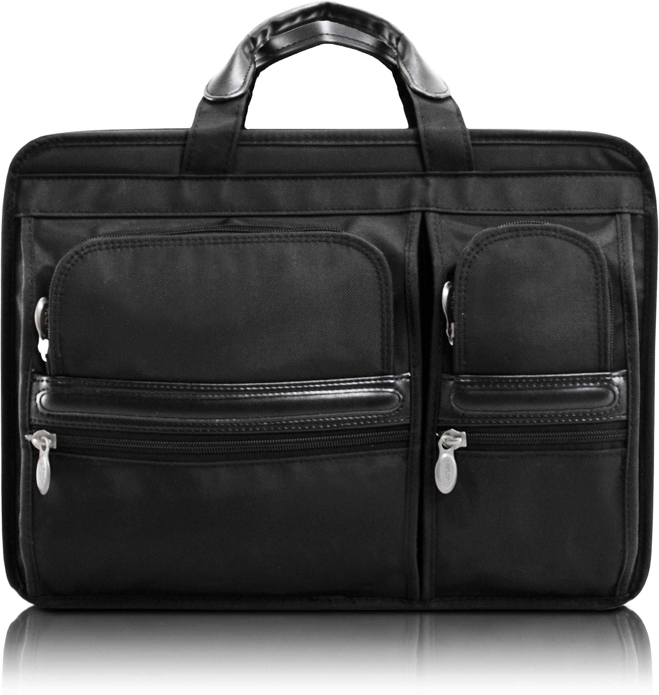 McKleinUSA P Series, Hubbard, Tech-Lite Ballistic Nylon, 15" Nylon Double Compartment Laptop Briefcase, Black (58435)