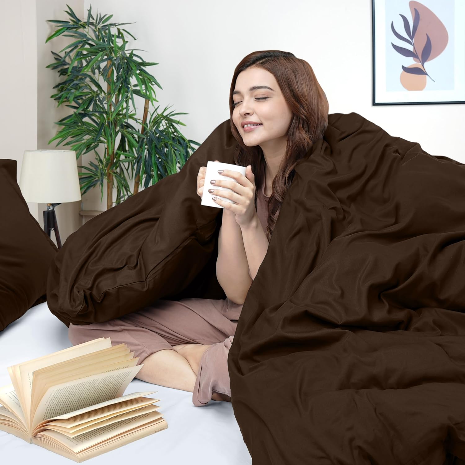 Utopia Bedding Duvet Cover King Size - 3 Piece with Zipper Closure - 1 Comforter Cover 104X90 Inches & 2 Pillow Shams 20X36 Inches (Brown) Comforter Not Included