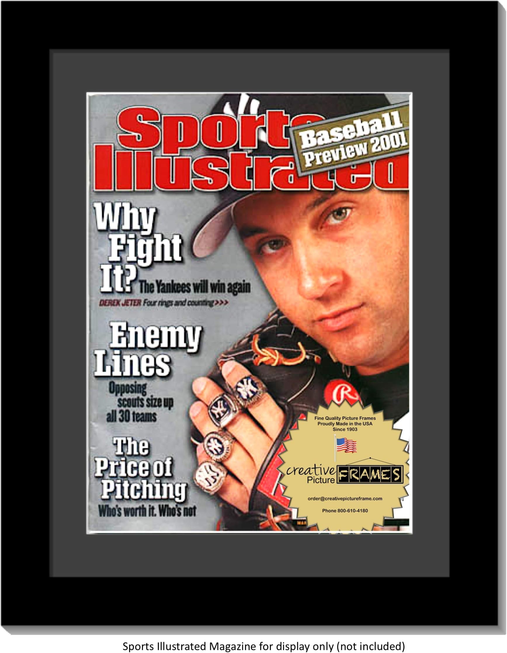 Creative Picture Frames 8.5 x 11.25 Magazine Frame with Full-Strength Glass, Holds Up To A 1/4" Thick Media with Installed Hangers for Easy Mounting, 11x14 Manhattan Black Frame with Black Mat