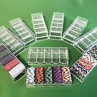 Vista 4 de Bandeja de soporte de fichas de póquer, 10 unidades de acrílico transparente con cubierta de accesorios de mesa de póquer