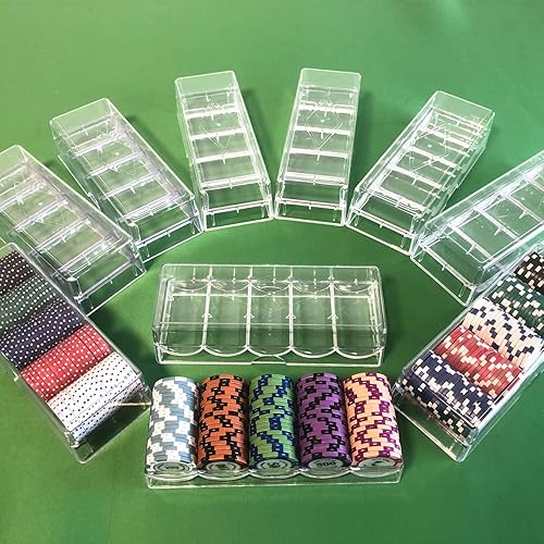 Miniatura 4 de Bandeja de soporte de fichas de póquer, 10 unidades de acrílico transparente con cubierta de accesorios de mesa de póquer