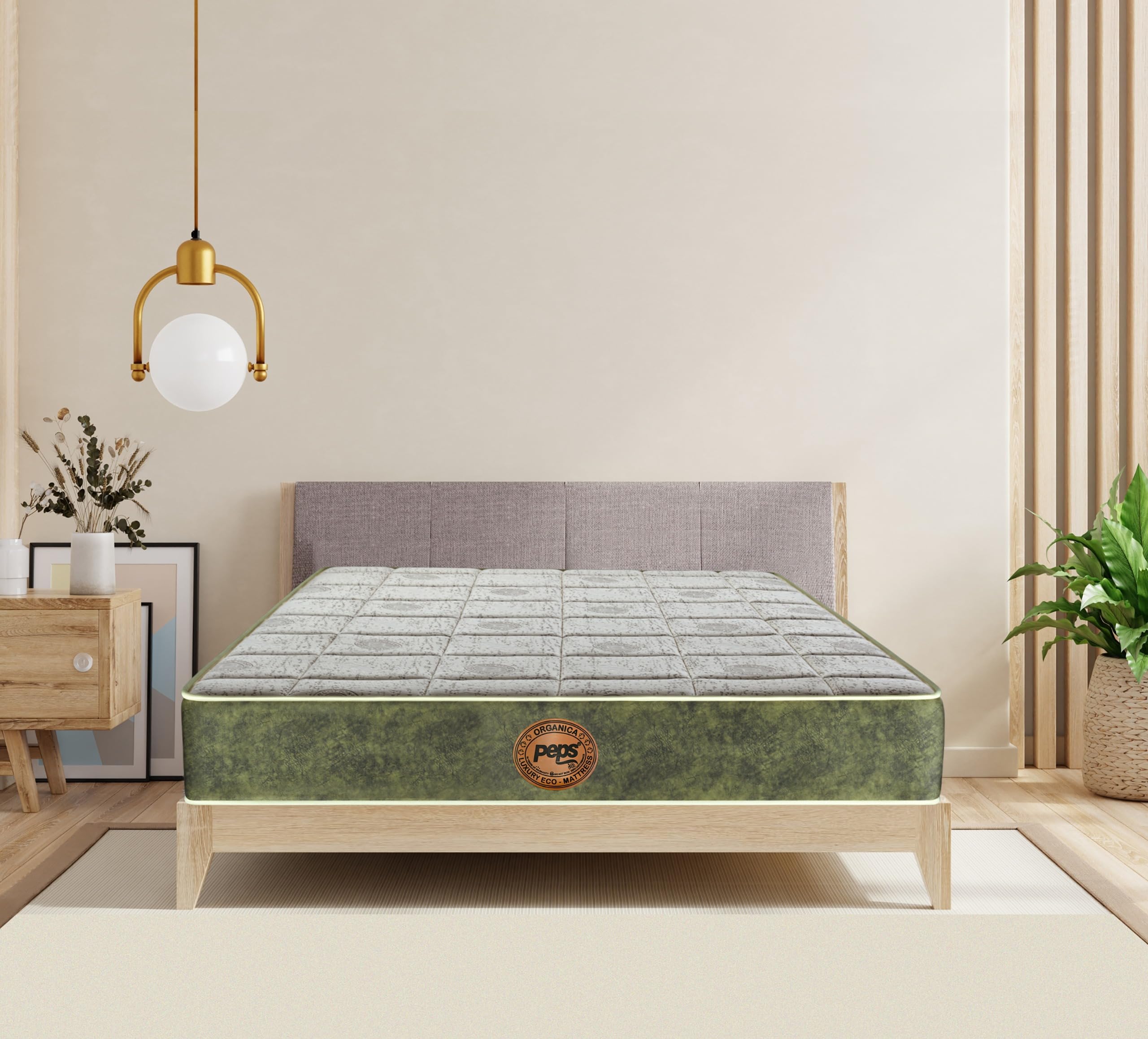 peps Organica 8-Inch Luxury Eco-Mattress | Queen Size (75X60X08)| Natural Latex & Pocket Spring | Bio-Cotton | Hypoallergenic | Zero Disturbance Sleep|10 Year Warranty-image-15