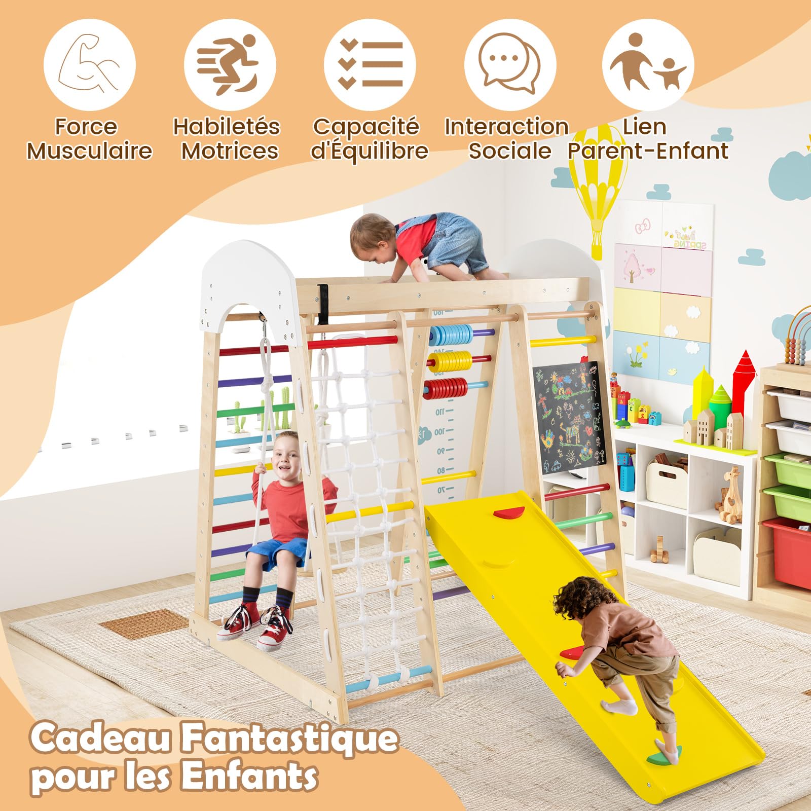 nmoiww Balançoire d'intérieur pour Tout-Petits, échelle d'escalade Triangulaire Pliable, balançoire en Bois d'arc-en-Ciel, Jouet d'escalade Montessori, Charge de 64 kg (Bleu-2 en 1 nmoiww Balançoire d'intérieur pour Tout-Petits, échelle d'escalade Triangulaire Pliable, balançoire en Bois d'arc-en-Ciel, Jouet d'escalade Montessori, Charge de 64 kg (Bleu-2 en 1