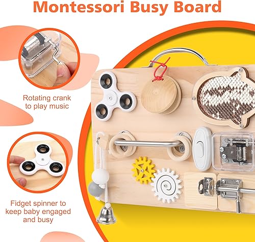 Miniatura 4 de Tablero de madera para niños pequeños, juguetes sensoriales Montessori para niños de 1, 2, 3, 4 años, juguetes sensoriales para autismo para niños y