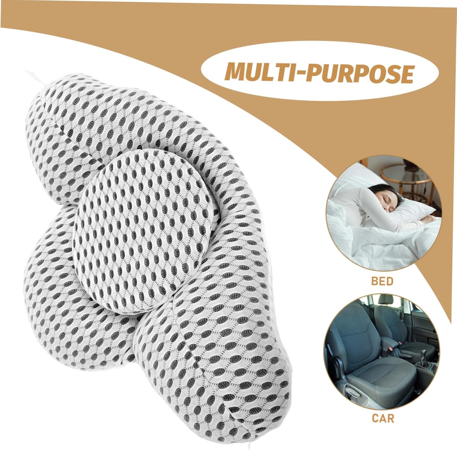 MERRYHAPY Breathable Linen Lumbar Pillow Support Waist Pads for Back Pain Relief Pillow for Bed Car and Office