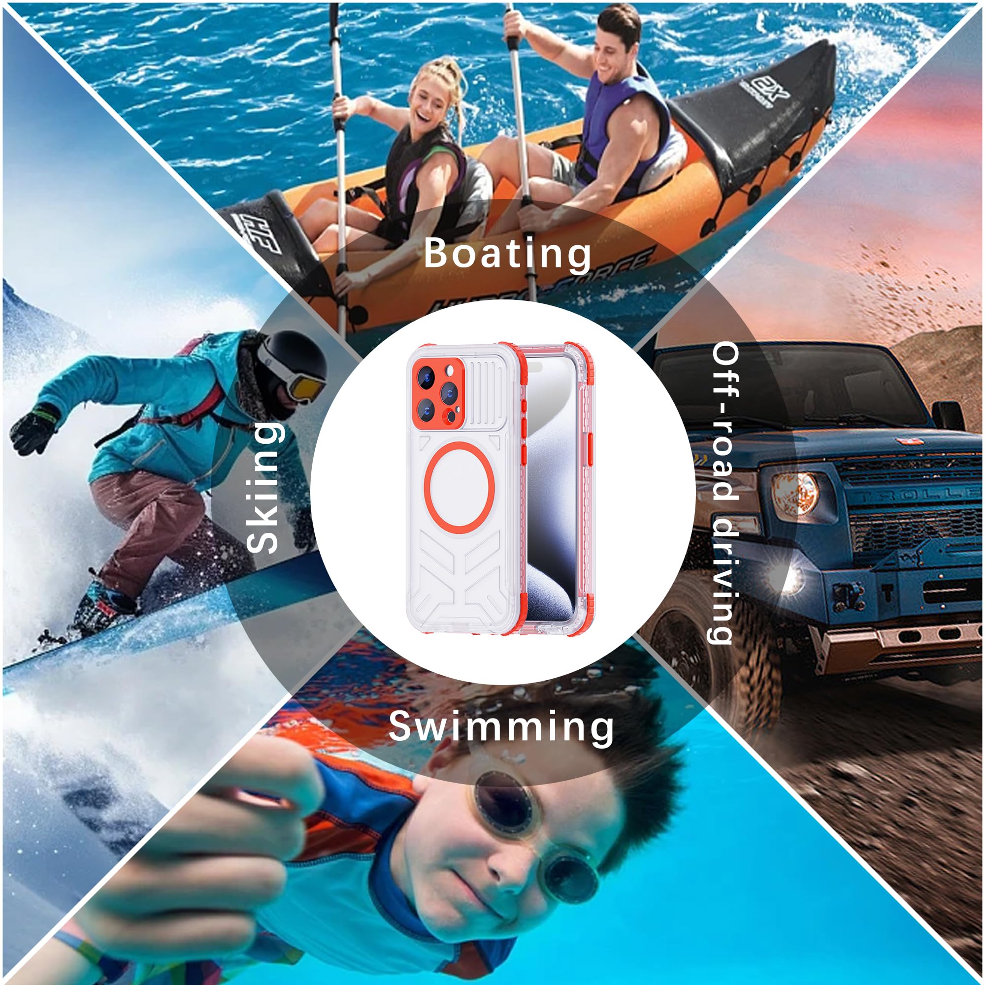 welangle Waterproof Case with Foldable Holder for iPhone 15 Pro max, 360° Full-Enclosure Design,dustproof,Drop-Proof, Magnetic case,Compatible with MagSafe cover for iphone 15 promax