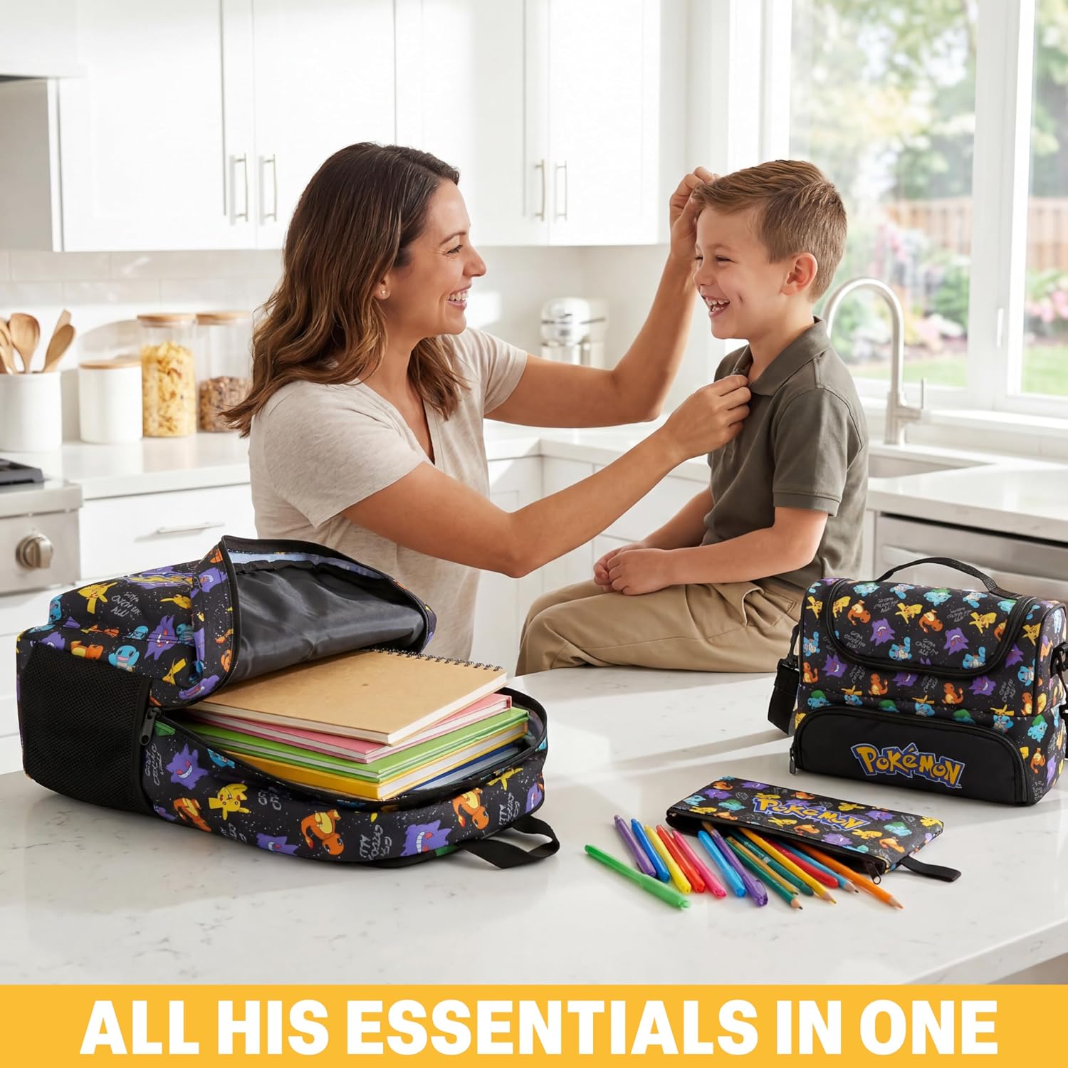 Get Trend Pokemon Boys Backpack, Lunch Bag & Pencil Case, 3 Piece Set