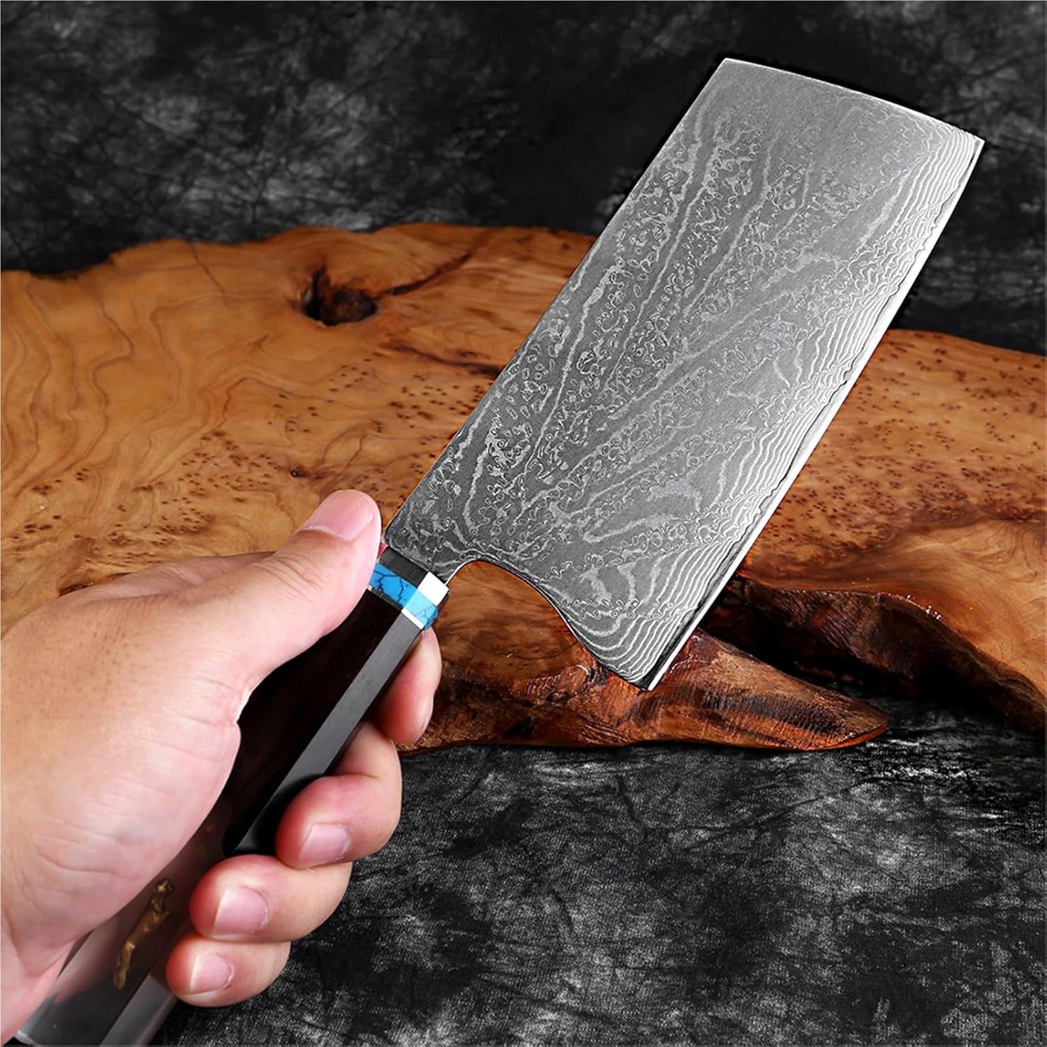 Damascus Cleaver Knife 7 inch,Butcher Knives for Meat Cutting,Kitchen Knives for Chopper Vegetables,Hand Forged Chooping Knives