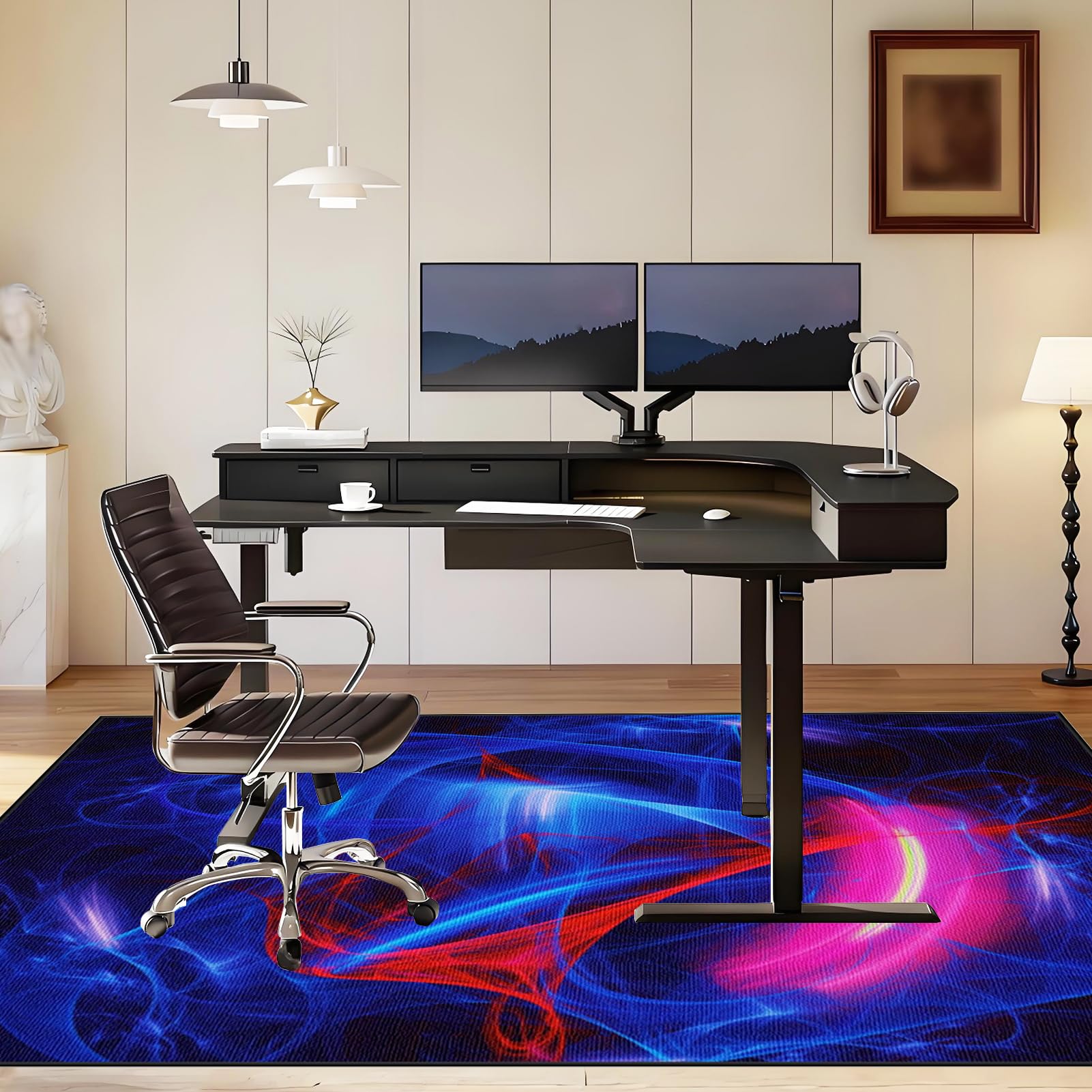 Antypoślizgowy dywanik krzesło do gier, 120 x 160 cm mata na krzesło na twardą podłogę, mata ochronna na krzesło biurowe, mata ochronna na twarde podłogi, laminat, parkiet
