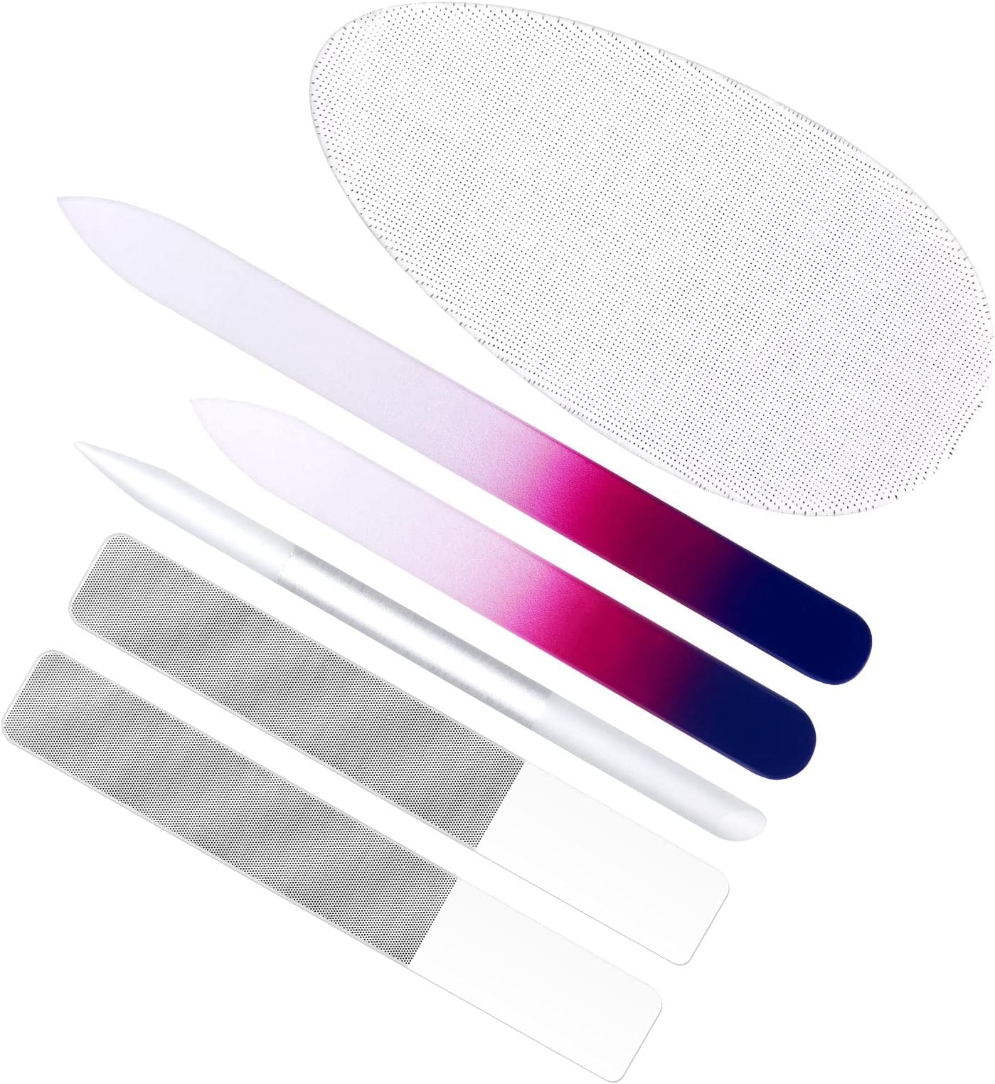 CobeeGlass Nail Files, 6 Pcs Crystal Nail File Set - Gradient Nail File, Nano Polishes Nail File, Nano Foot Scrubber, Cuticle Trimmer for Natural Manicure Nail Removing Callus, Dead Skin, Dry Cracked