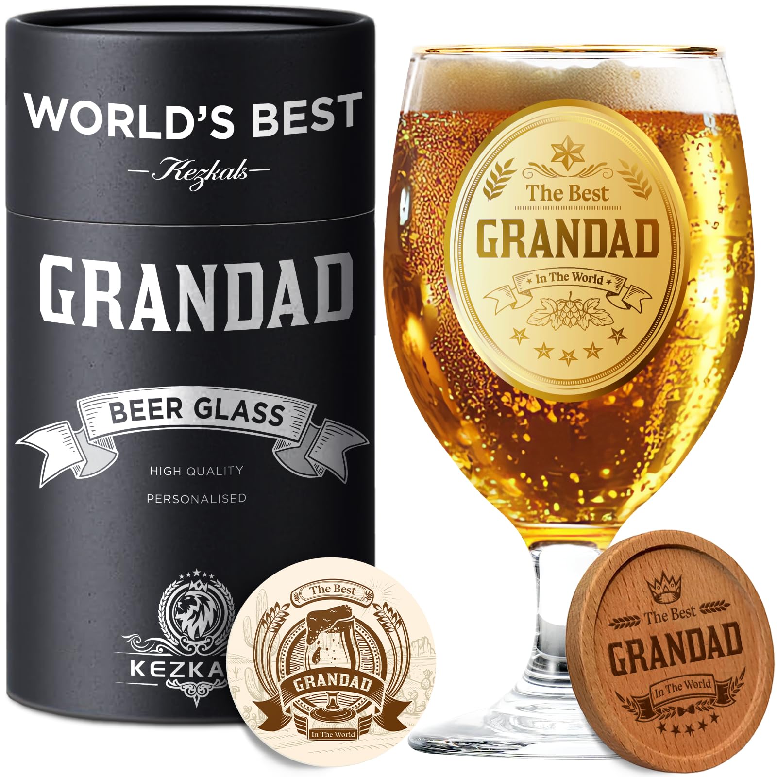 KEZKALS Grandad Gifts, Personalized Beer Glass, Best Gifts for Grandad Fathers Day Gift Birthday Gifts โ image 1