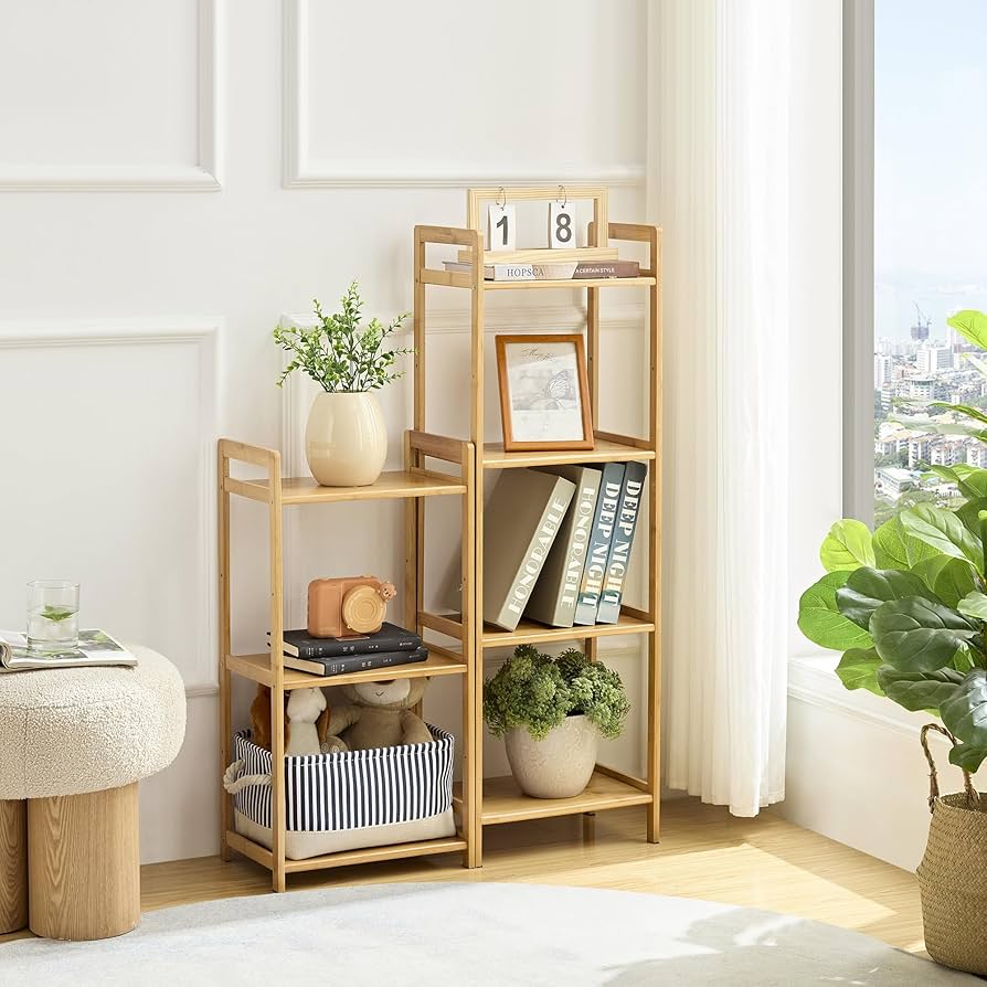 Amazon｜VECELO オープンシェルフ 収納ラック 竹製 収納棚 幅