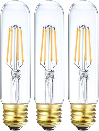 Leools Bombilla de tubo LED de vidrio de 4 W, regulable Edison T10, bombilla tubular E26 de base media, bombilla incandescente de 40 W, equivalente disponible en Yaxa Peru