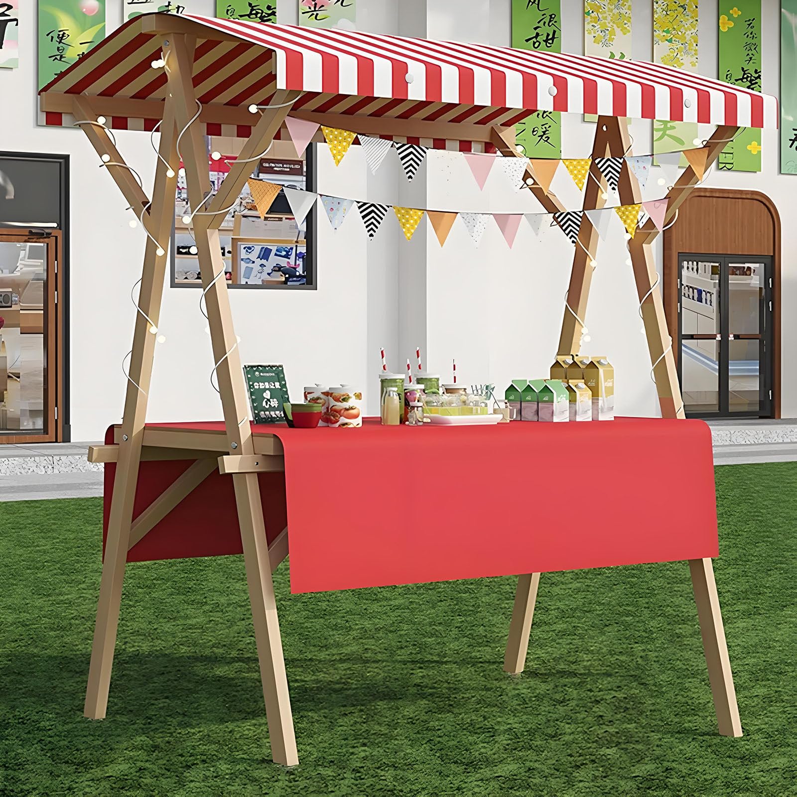 Kiosque mobile portable pour la restauration de rue, présentoir de marché en bois pour la vente de collations, de bonbons et de jouets, kiosque mobile pour la restauration de rue B-120*60*200cm