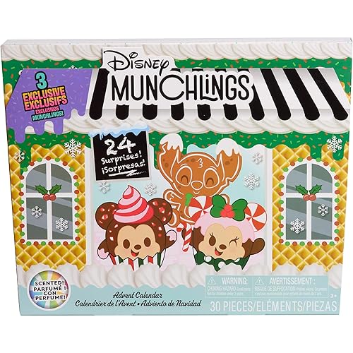 Just Play Disney Munchlings Advent Calendar with Color Change and Scented Figures, 31-Pieces, Kids Toys for Ages 3 Up