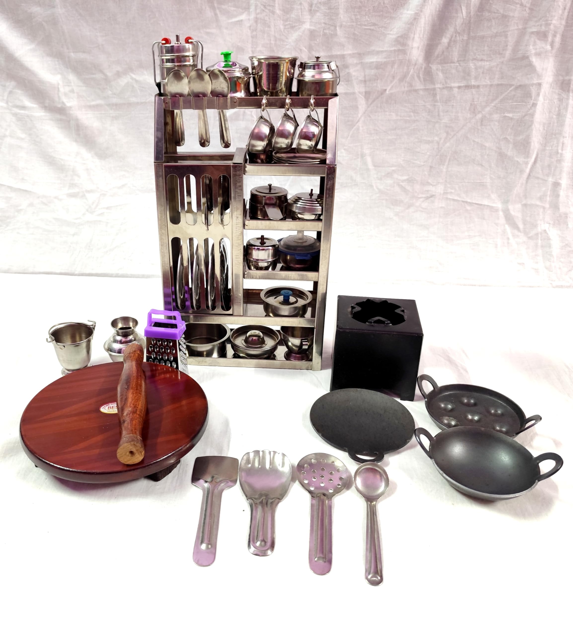 KGR Splash MiniatureStainless Steel Utensils and Plastic Non Toxic Indian Kitchen Set Great Kitchen Toys for Girls (Kids Love Kitchen Set) Indoor Game,Best for Gift/Return - Version 3 (B0D9WK5WHW) Amazon Price History, Amazon Price Tracker