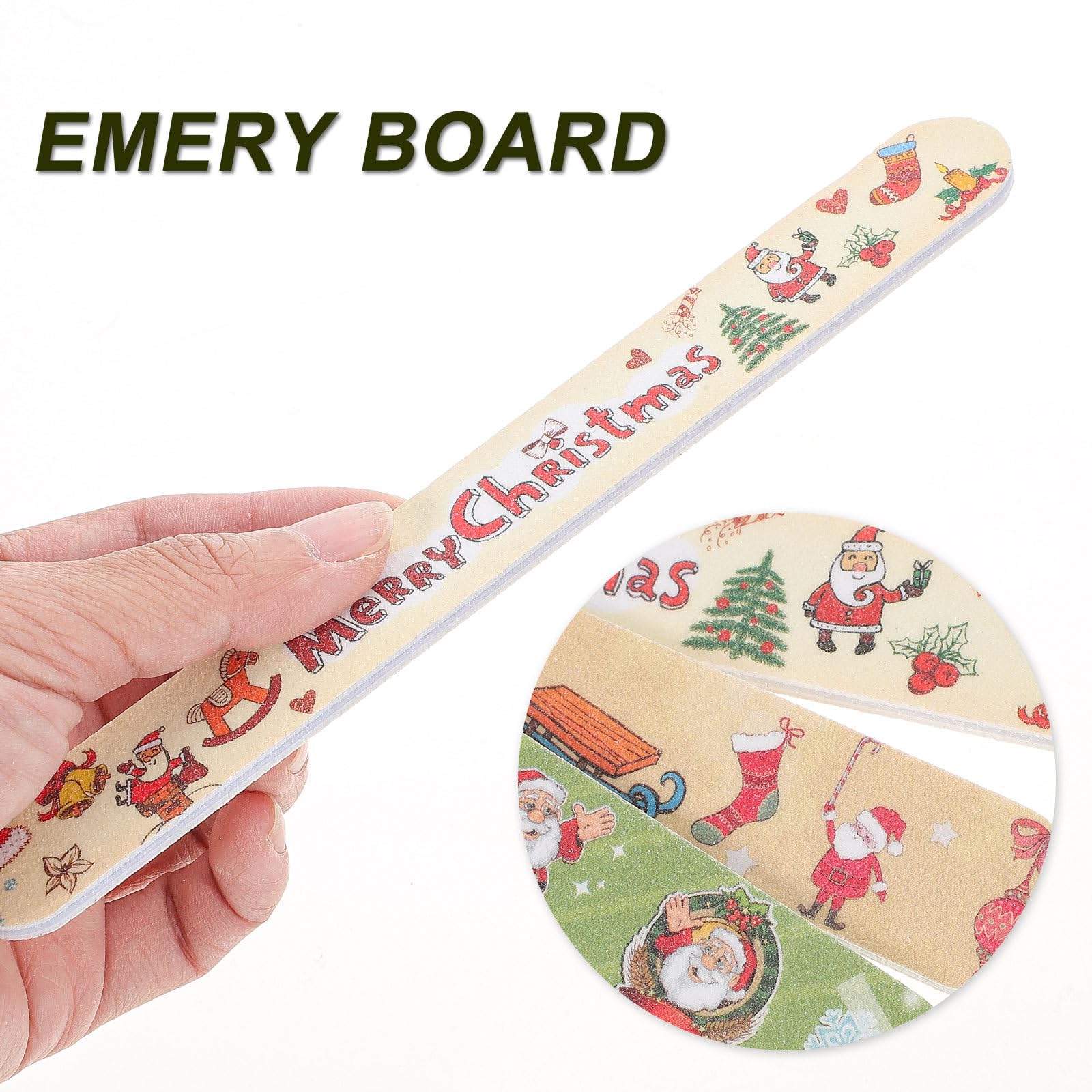 12 Stück Weihnachtsnagelfeilen mit Weihnachtsmotiv Profi Nagelfeilen aus Schmirgelpapier zum Entfernen von Kleber und Feilen von Falschen Nägeln für Selbstgemacht Zufälliger Stil