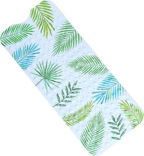 Tapete extra largo para bañera de princesa sirena, antideslizante, con ventosas, tapete de ducha duradero para niños pequeños con orificios de